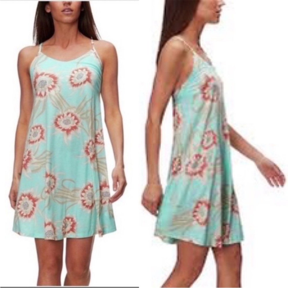Patagonia Blue Hawaiian Floral Print Edisto Halter Sun Dress Sz S w MEASUREMENTS